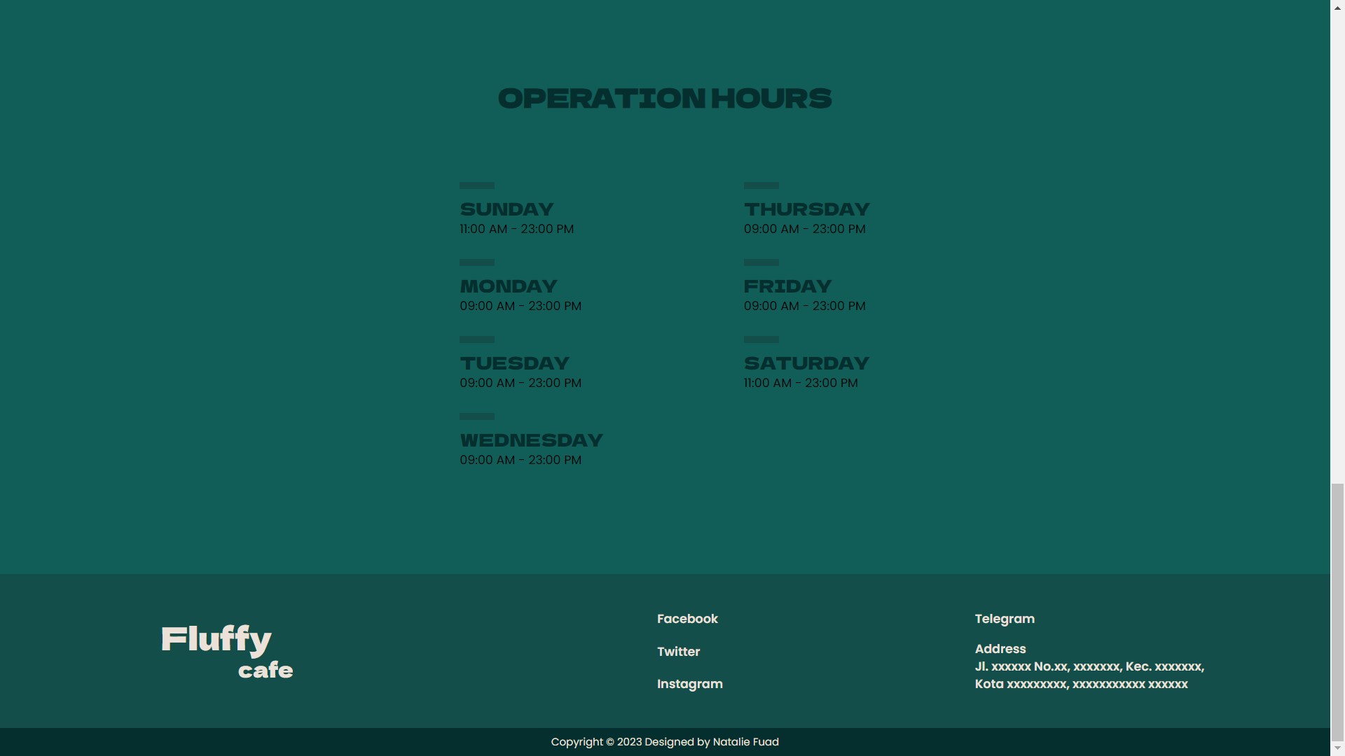 Operation Hour & Footer Page